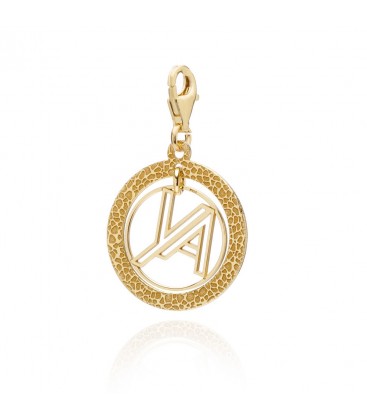Srebrny medalion – charms o strukturze vulkanitu z logo YA