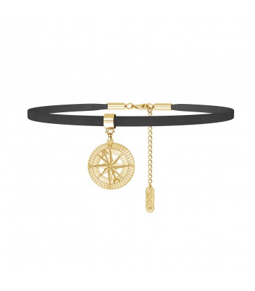 Choker compass, alcantara necklace YA 925