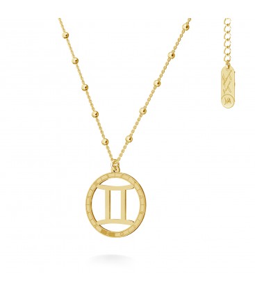 Gemini zodiac sign necklace, YA, sterling silver 925