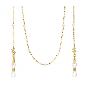 Chain glasses with pearls, curb, YA 925