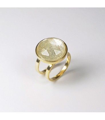 Podwójny pierścionek ZANZIBAR MOON z okrągłym z kamieniem, kolekcja YA, srebro 925