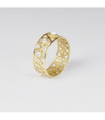 Ażurowy pierścionek Malediwy Crown z kryształami, kolekcja YA, srebro 925