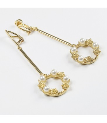 Earrings rose with pearls YA