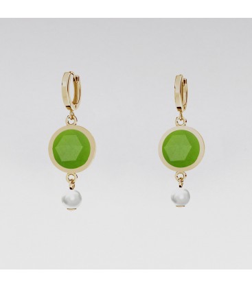 Earrings with natural stone & pearl, sterling silver 925
