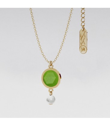 Necklace with natural stone & pearl, YA 925