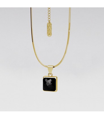 Silver necklace black onyx pendant, YA 925
