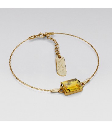 Silver bracelet with a rectangular citrine quartz stone, YA 925
