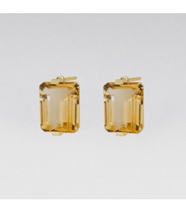 Citrine quartz silver stud earrings, YA 925