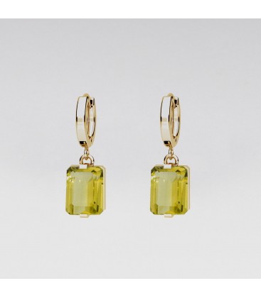 Dangling earrings medium stone lime quartz, YA 925