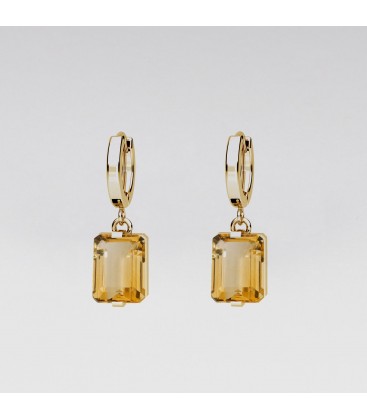 Dangling earrings medium stone citrine quartz, YA 925