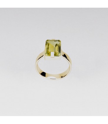 Sterling silver ring with lime quartz stone, YA 925