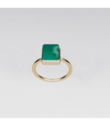 Silver ring with green onyx stone, YA 925