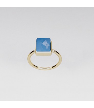 Silver ring with blue onyx stone, YA 925