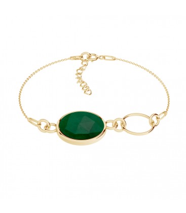 Bracelet with natural stone & circle pendant, YA 925